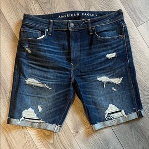 American Eagle Outfitters Men's Ripped Jean Shorts - Indigo